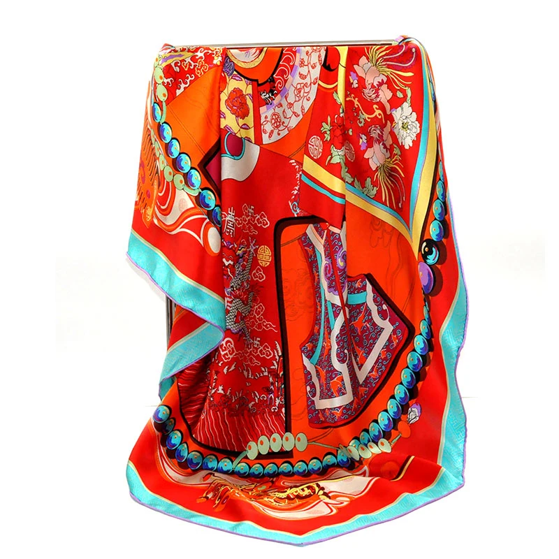 
2019 Satin square satin head scarf red silk scarf red scarf 