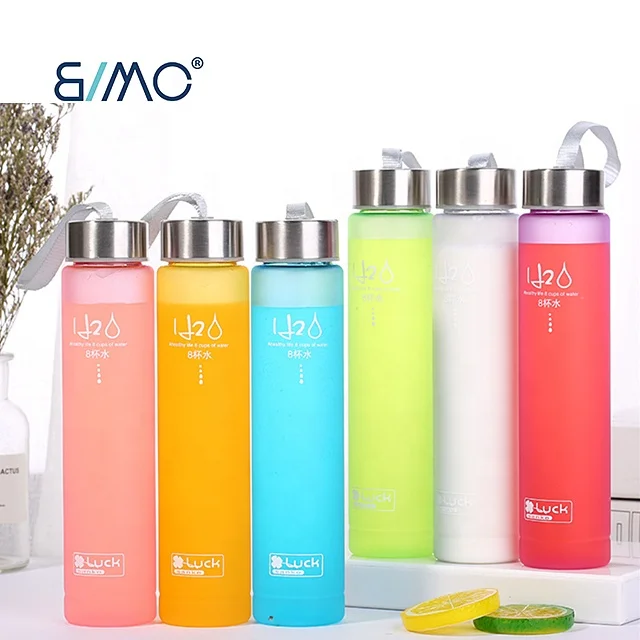 Creative Fashion Candy Color H2O Transparent Frosted Plastic Cup Sports Couple Water Cup Rope Fashion Lollipop Cup