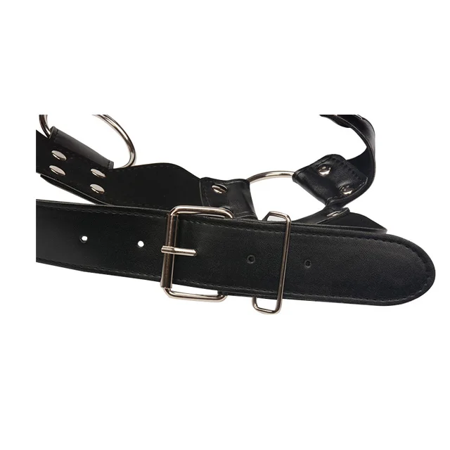 Мужской нагрудный ремень Bulldog, черная кожа, 4 ремня, двусторонний Мужской комплект для связывания