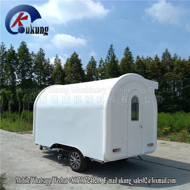 UKUNG New design food selling truck with four pieces of glasses sliding service window pulled by SUV or sedan car