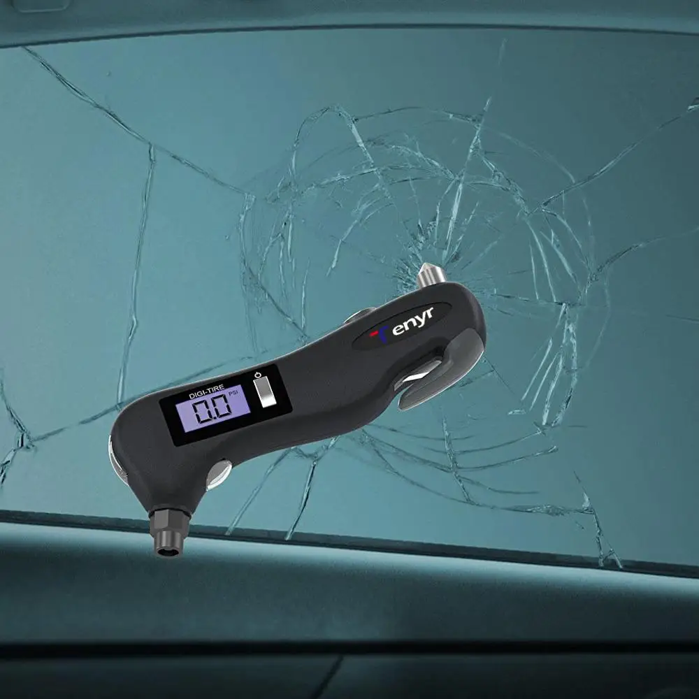 
Digital Tire Pressure Gauge 150PSI with 5 In 1 Rescue Tools of LED Flashlight Car Window Breaker Seatbelt Cutter 