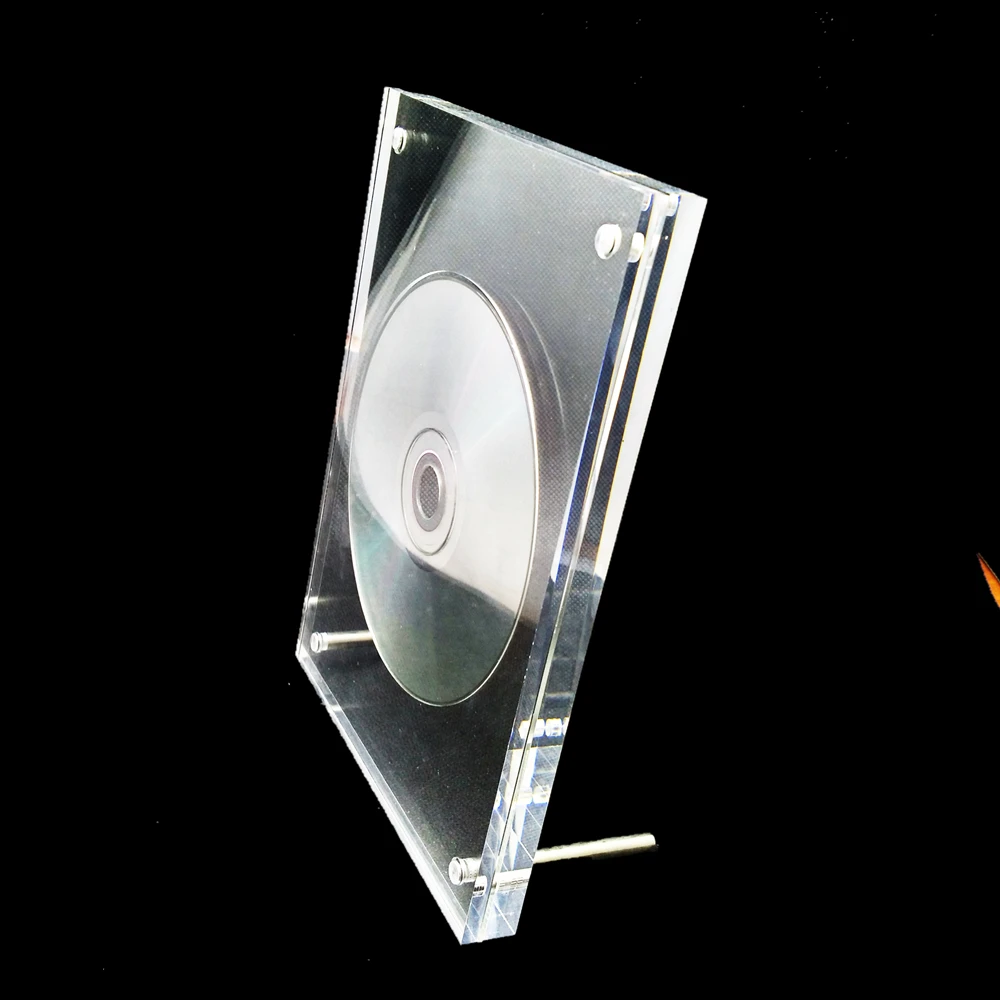 Clear Magnetic Acrylic Photo Frame Customized CD Holder