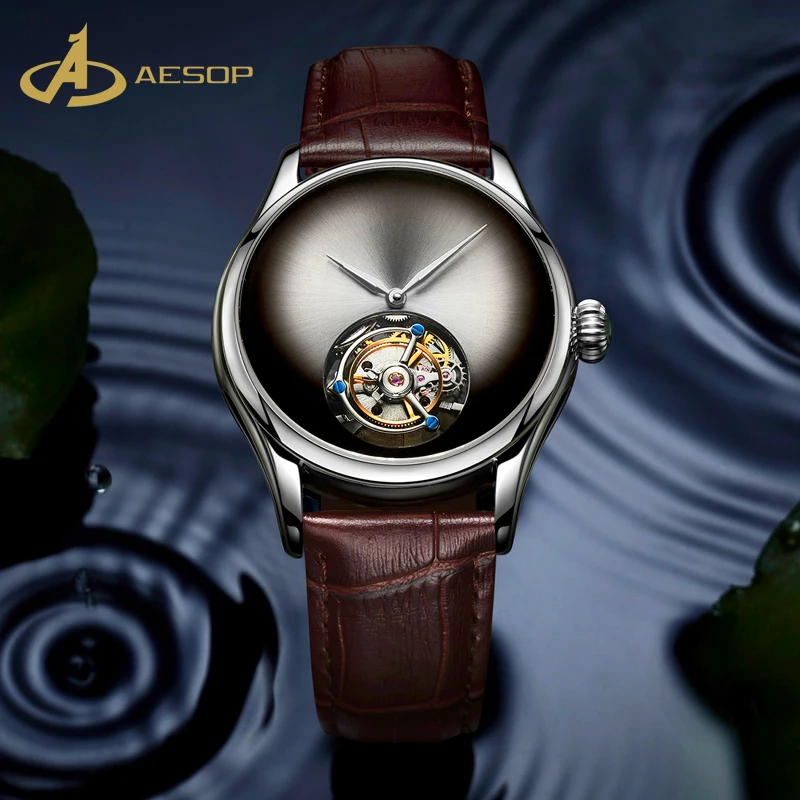 Aesop hot selling tourbillon mechanical watch stainless steel bezel waterproof unisex tourbillon mechanical watch