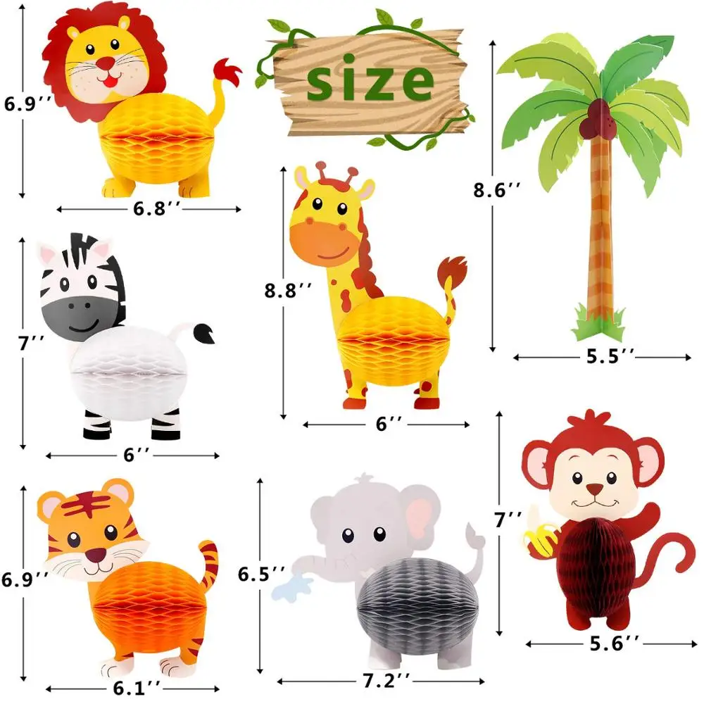 jungle Animal Safari party supplies Honeycomb Centerpieces 3D Table Decorations,birthday Decorations Set Baby Shower Party theme