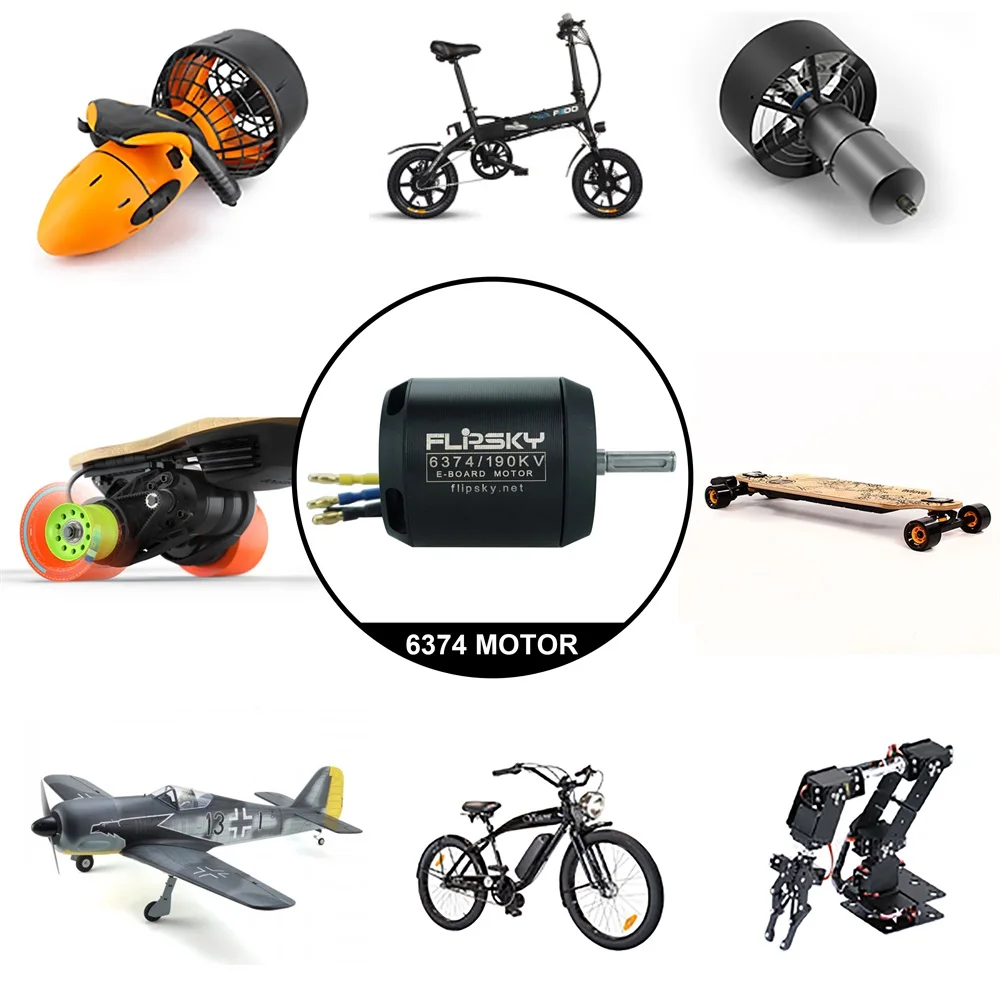 6374 190KV 3250W 12S BLDC Belt Brushless Electric Skateboard Motor