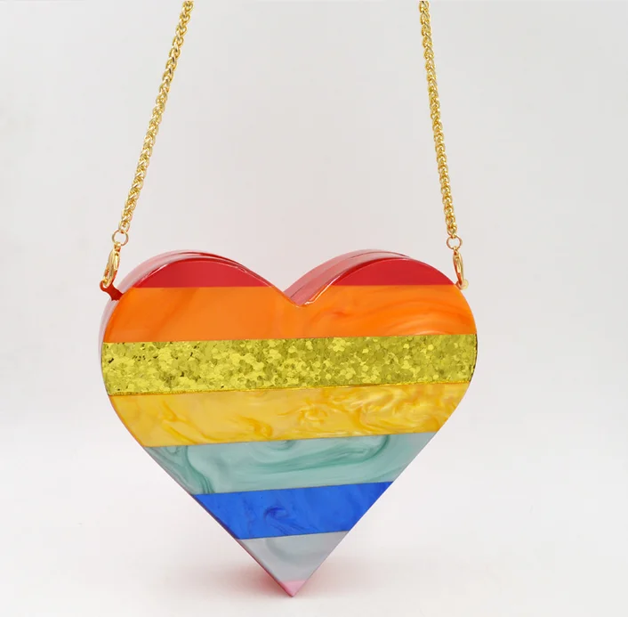 
Heart shape acrylic shoulder chain purses clutches bags in evening party handbag for women 