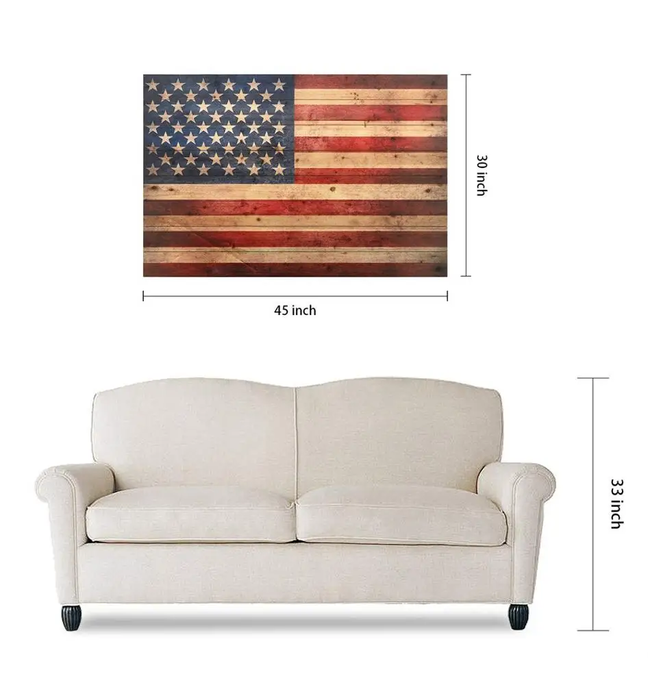 American Flag Digital Print on Solid Wood Wall Art