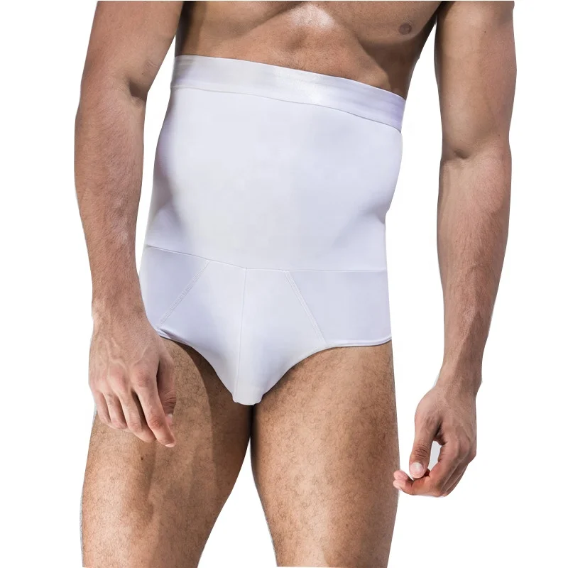 High Waist  Bodysuit Belly Double Layer with Cotton Slimming Shorts Control Briefs butt lifter panty slimming body shaper men
