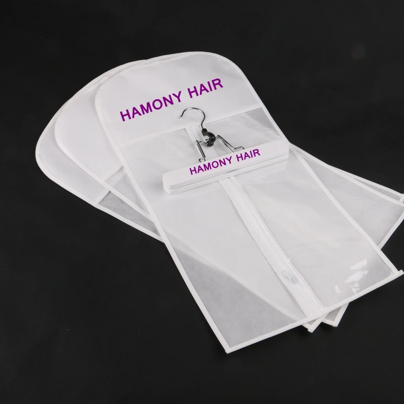 
 Вешалка на молнии для наращивания волос, упаковка для костюма, чемодана, хлопковая упаковка для волос, черные 100 наборов с логотипом, Антистатическая молния, принимаем  