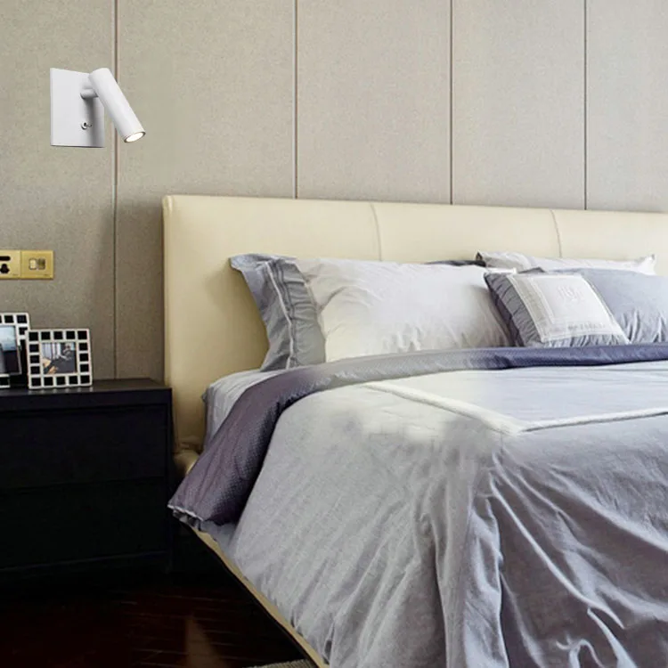 
3W LED Adjustable Hotel Headboard Lights Bed Reading Wall Lamp with switch 