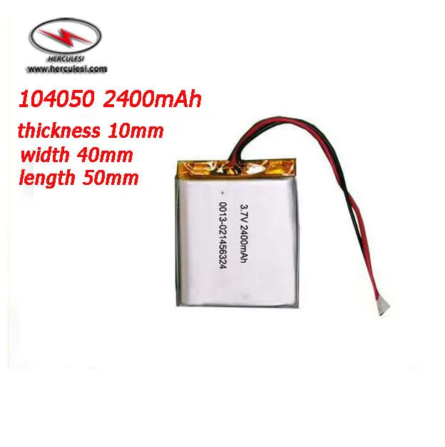 3.7V 2400mAh Lipo Battery , 104050 Lithium Ion Polymer Battery Rechargeable Battery for PC E-Books