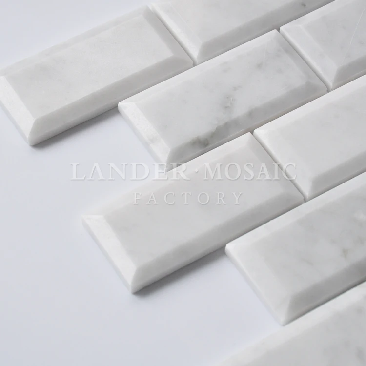 crema marfil carrara lava stone brick backsplash marble mosaic tiles for home decoration