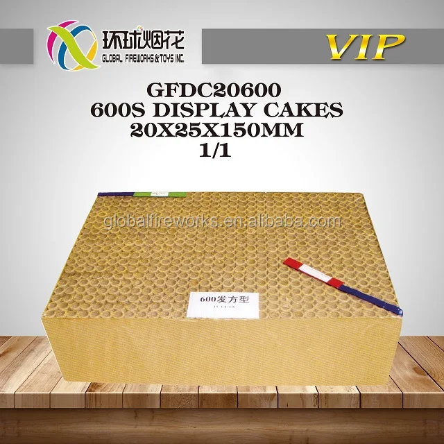 GFDC20600 600S Display 0.8inch 20mm Cakes Square 1.3G UN0336 Wholesale High Quality Liuyang Global Fireworks Fuegos Artificiales