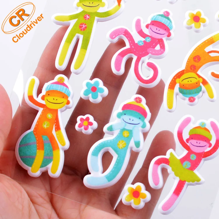 Wholesale Custom  Cute Gril dress up puffy sticker 3D foam waterproof PVC Adhesive Puffy Sticker For Promotion