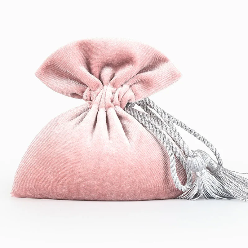 Custom Printed  Small Velvet Drawstring Jewelry Pouches Recyclable Gift Bags