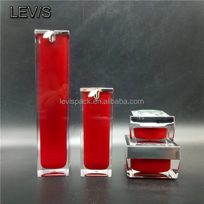 
High end market squareluxury cosmetic packaging set bottle and jars 