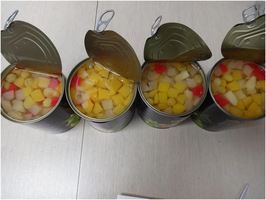 Mikado brand canned mix fruits canned fruit cocktail in light syrup or in pear juice