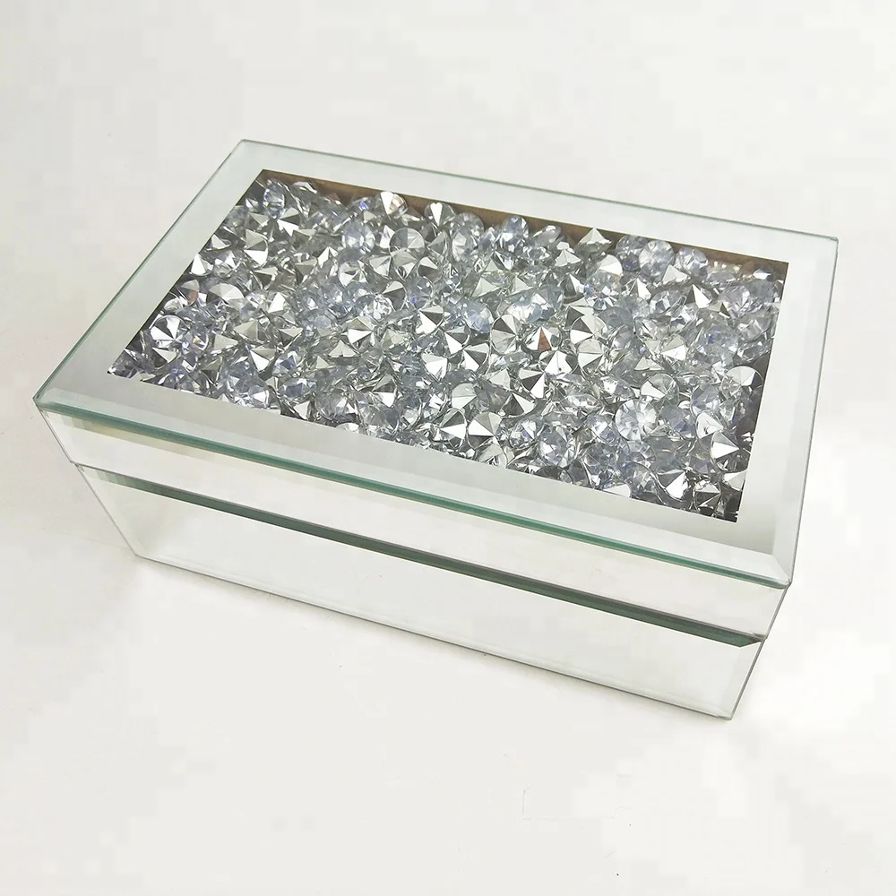 Factory wholesale glass mirror rhinestone Jewellery Boxes