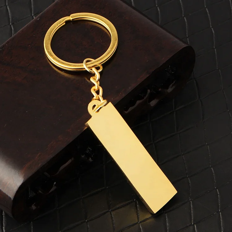 Fashion Metal gold bar key chain souvenir bullion key tag custom logo personalized key ring