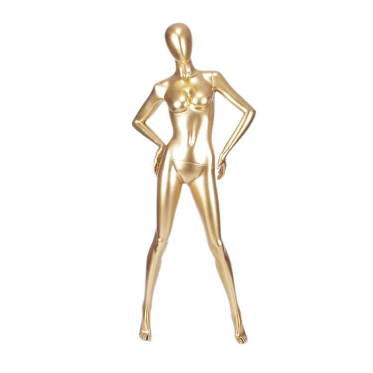 Sitting gold painting body nude big breast busty breasted girl female chest mannequins