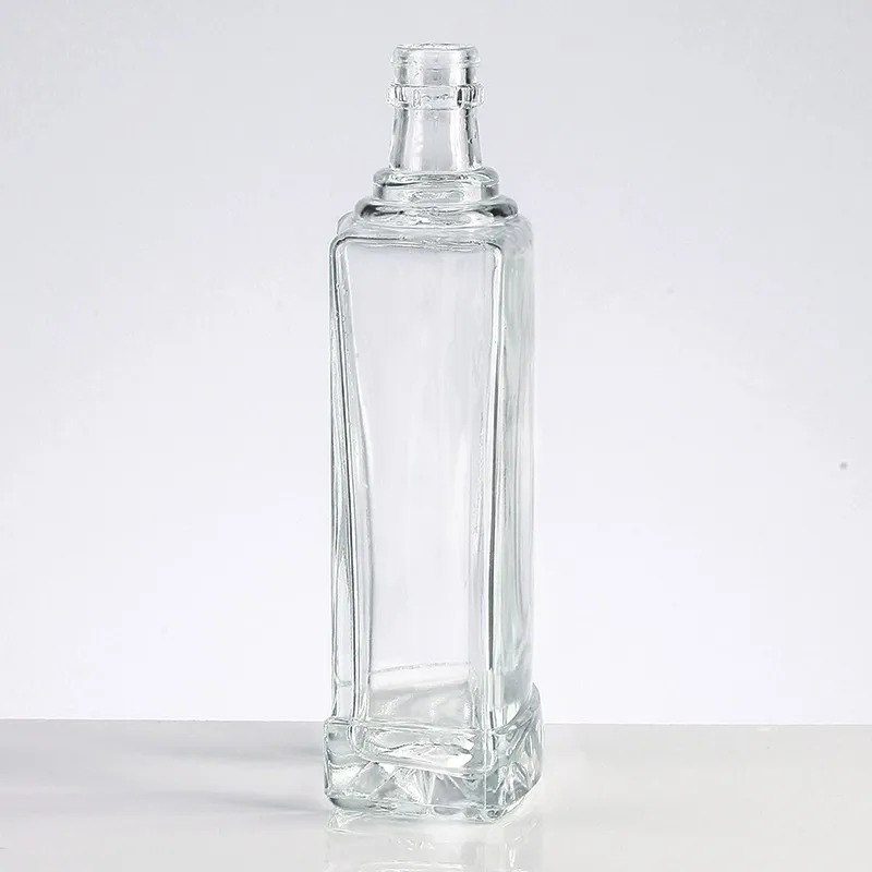Short Neck Cylindrical Shape 750 ml Liquor Glass Bottle Transparent Simple Smooth