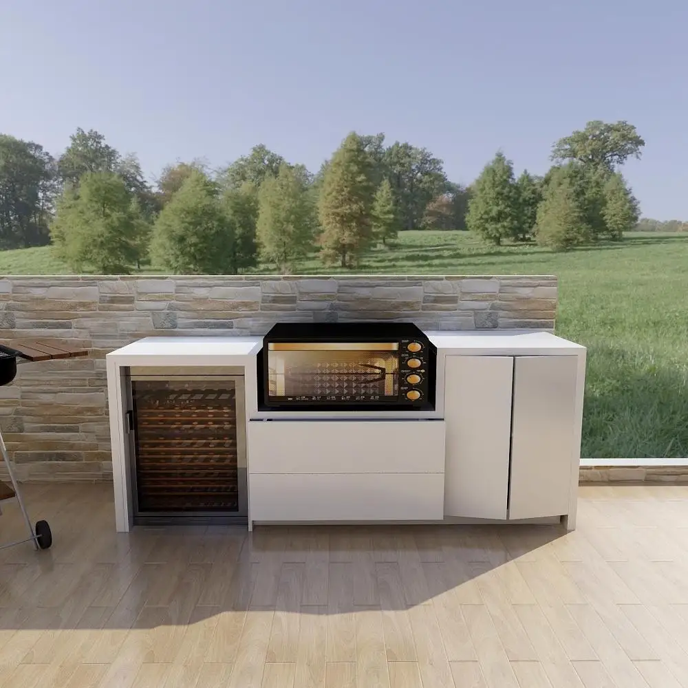 aluminium alloy frame melamine plywood board water resistant outdoor kitchen cabinet