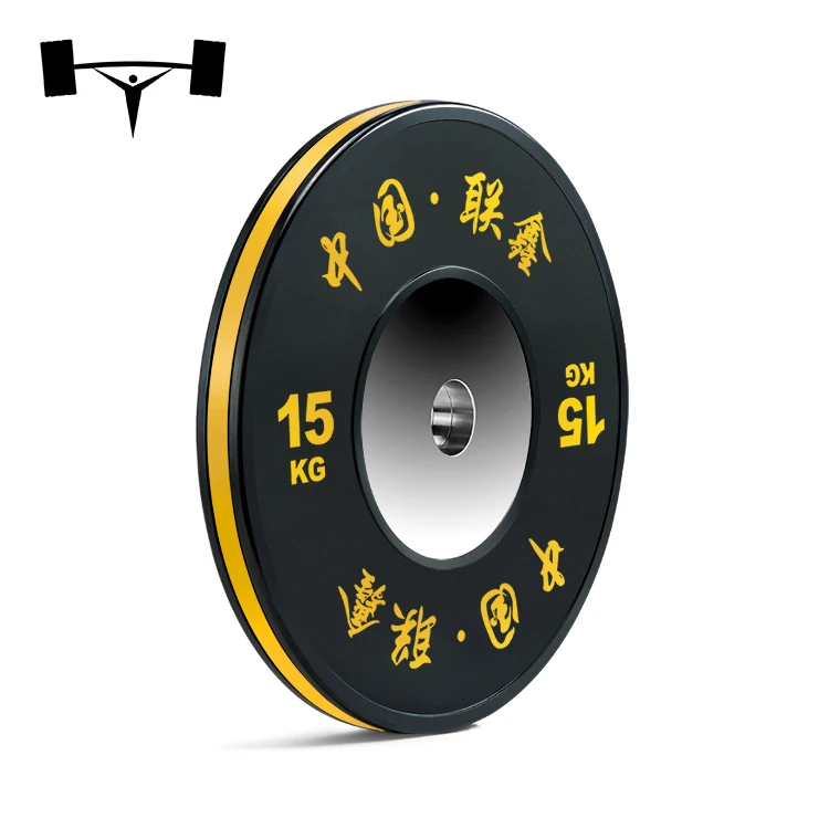 MOQ 1000KG Villain Weightlifting Color Striped Competition Bumper Plates MOQ 500KG