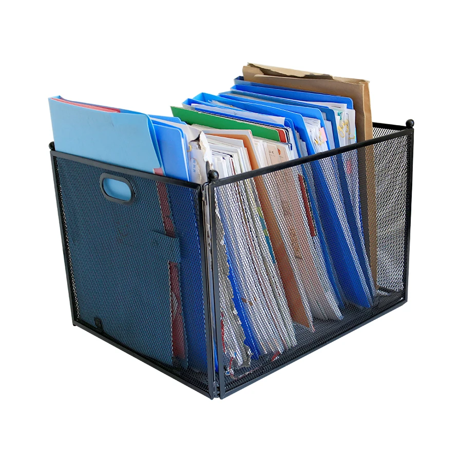 Wideny домашний офисный черный металлический Настольный складной органайзер для хранения одежды и документов сетчатый ящик для файлов папка органайзер для файлов