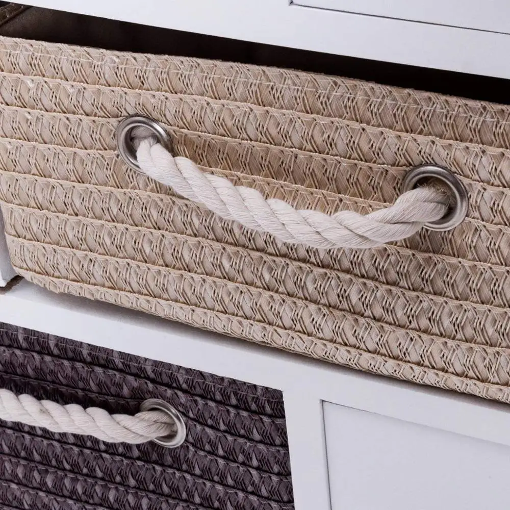 Шкаф для хранения, деревянная плетеная корзина, шкаф для прихожей с 8 ящиками