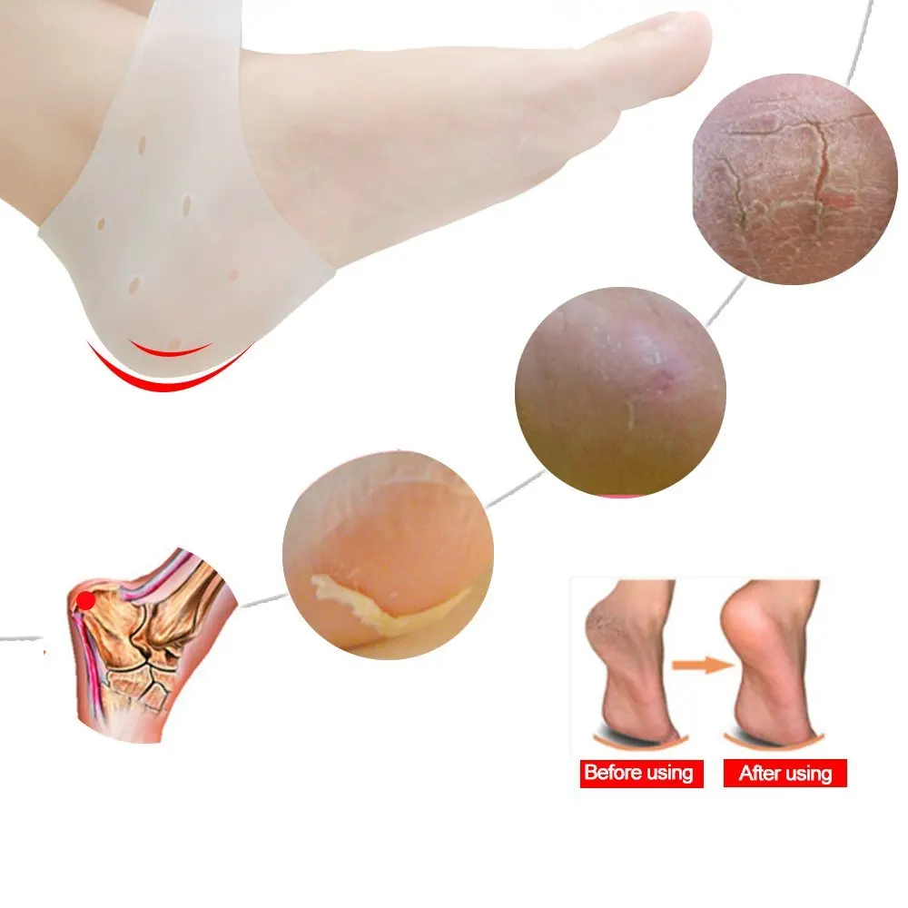 Silicone gel pads heel cushion foot care protectors moisturizing silicon gel heel socks