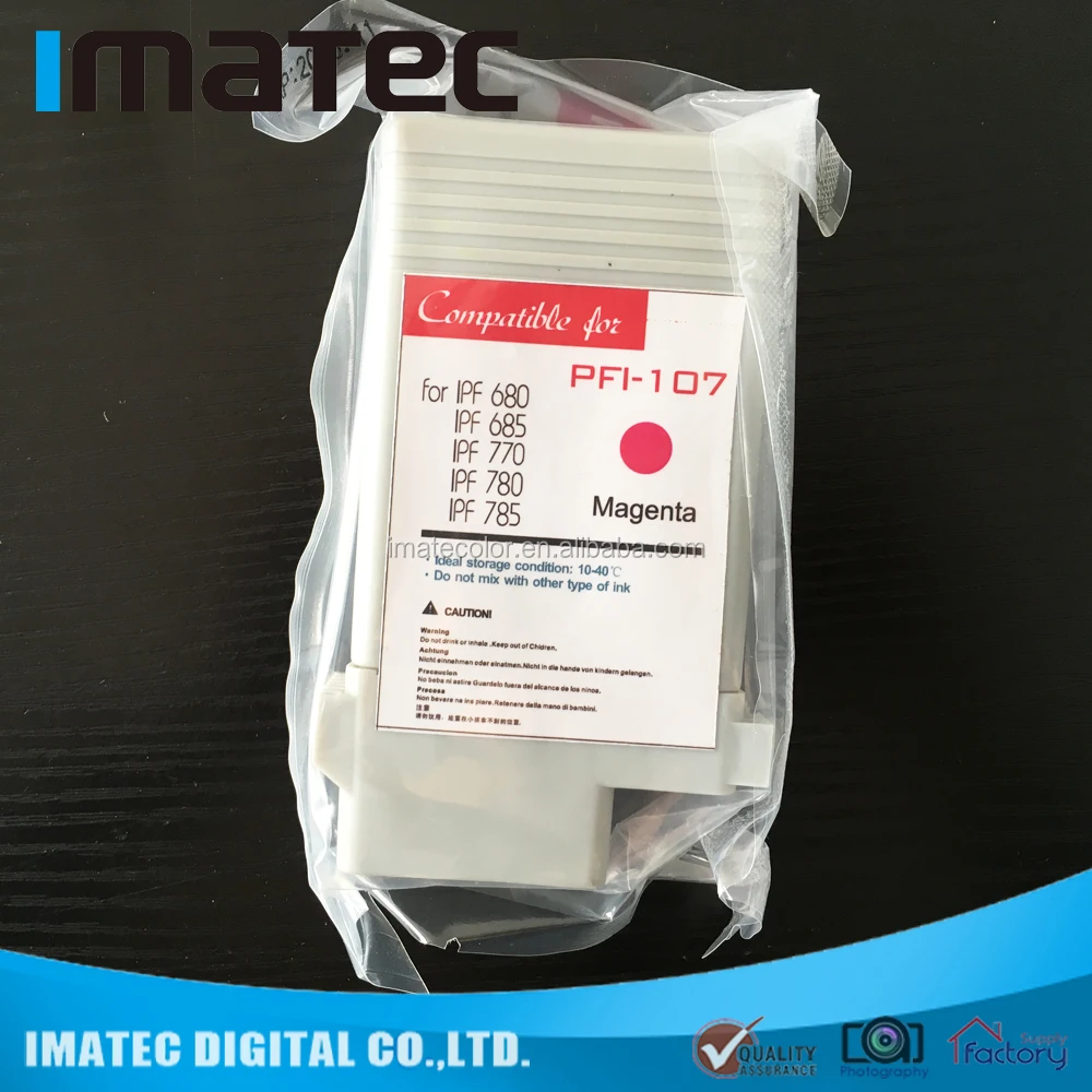 Compatible Full Refill PFI 107 Ink Cartridge for Canon iPF 770, 130ML for C M Y K MBK