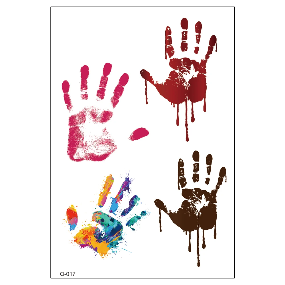 
Q-001--Q-040 Cute Colorful Hands Waterproof Body Tattoo Temporary Henna Tatoo Sticker 