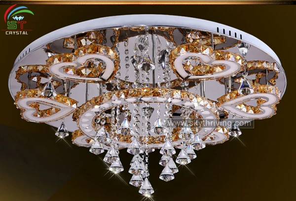 Heart-shaped led crystal ceiling light