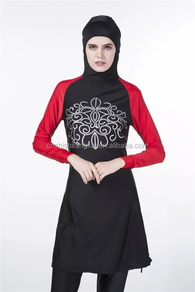 women lady muslim islam swimwear with hat swimsuit tankini full cover latex bathing suit party wear surf wear