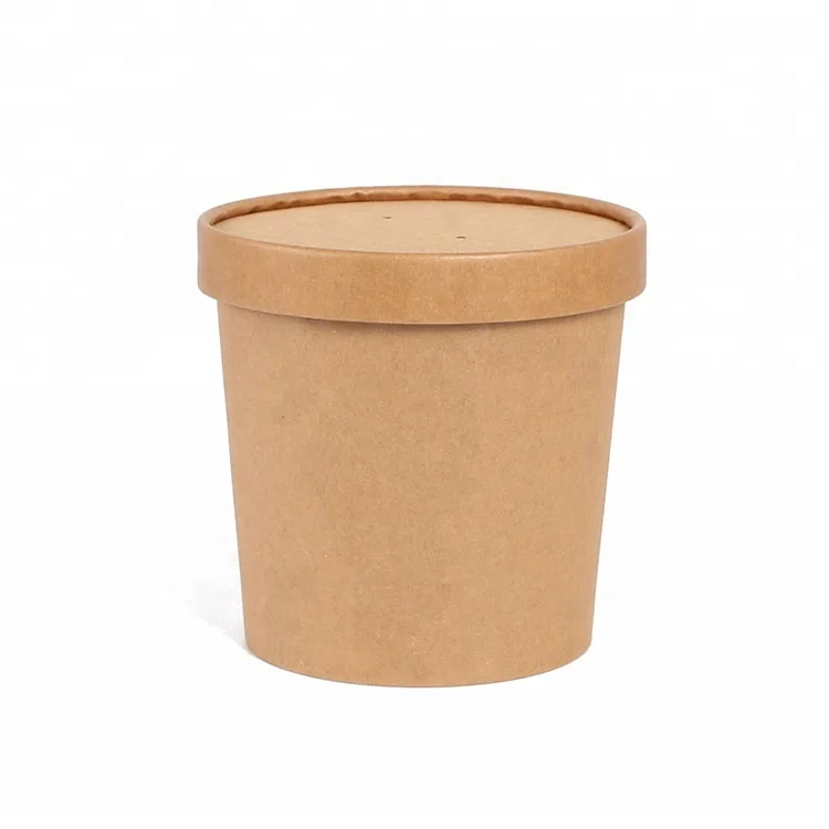 ECO Disposable Kraft Paper Soup Cup With Lid