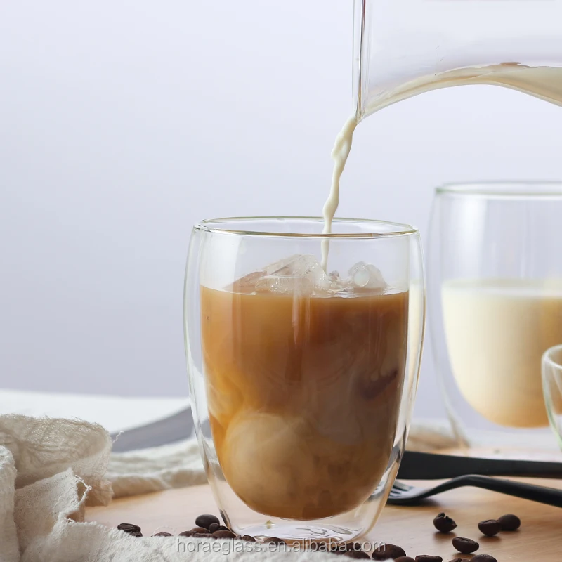 The glass coffee cup coffee cup with a transparent double wall glass heat-resistant