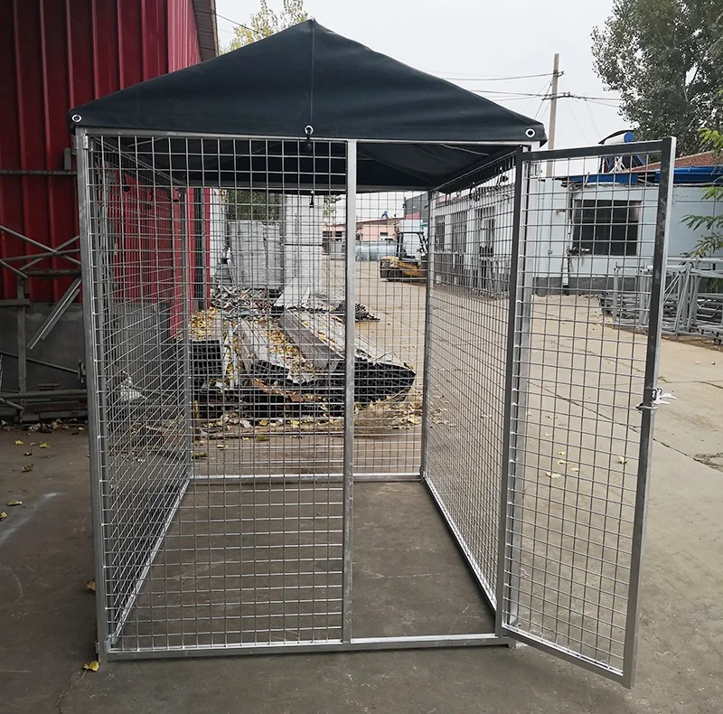 Galvanized steel tube and wire mesh dog kennel with roof Heavy duty outdoor dog run enclosure