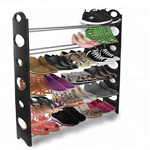 10-Tier 30 Pair Adjustable Free Standing Space Saving Utility Storage Organizer, Unit Entryway Hallway Shelf Shoe Tower