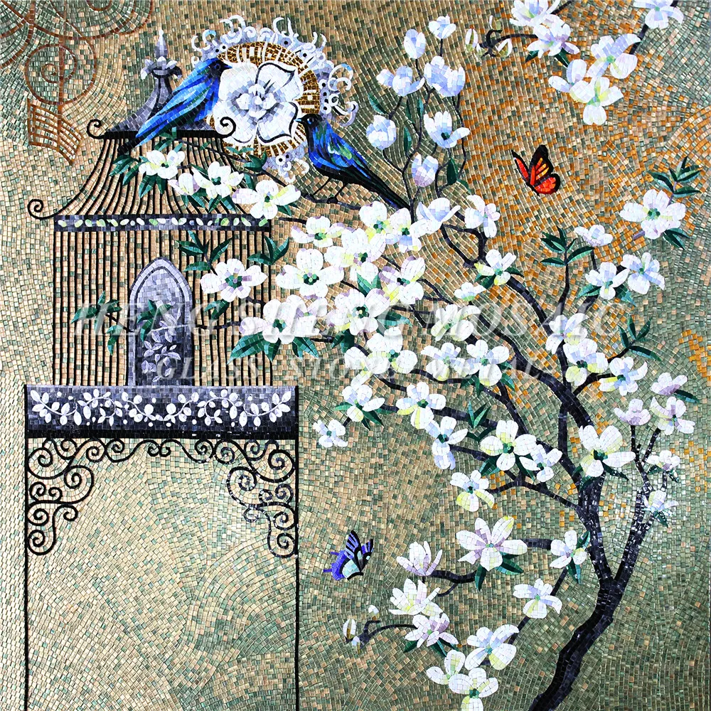 latest design flower picture mosaic mural pattern decorative wall arts