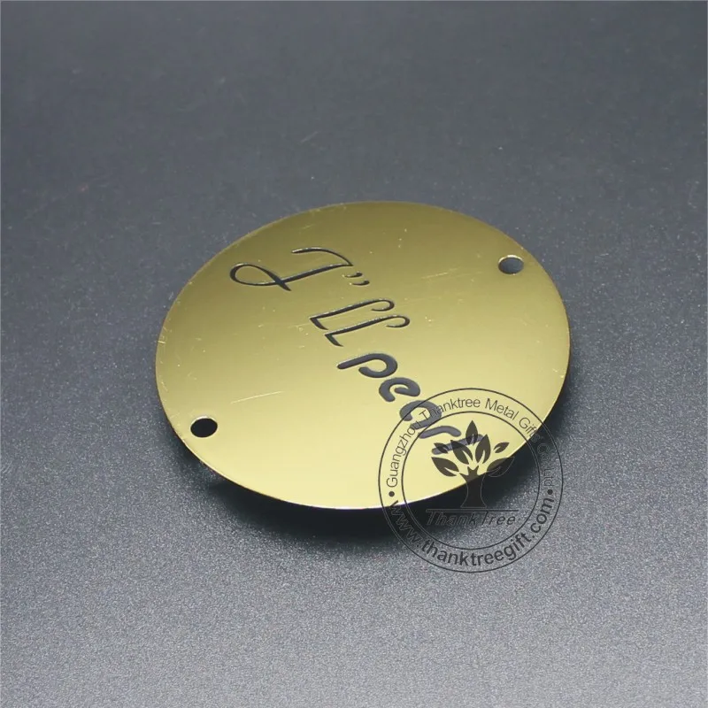 small custom rectangle gold plated metal logo plate with 3M adhesive