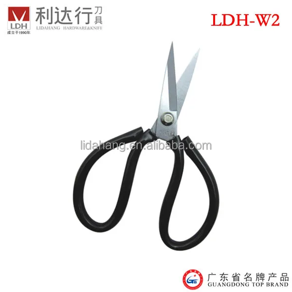 Ножницы для резки кожи с черной резиновой ручкой и лезвием из углеродистой стали