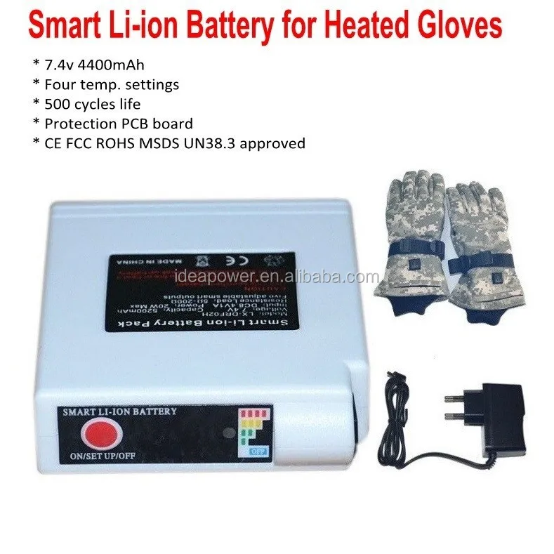 Smart Temperature Control Heating Leather Gloves Battery, 7.4v Li-ion Heated Motorcycle Gloves Battery