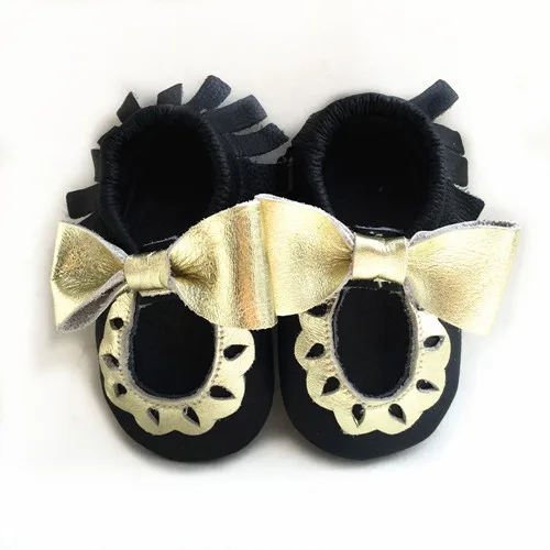 
Kinghoo white and gold bow moccasins baby fringed moccasins infant toddler kids leather moccasins 