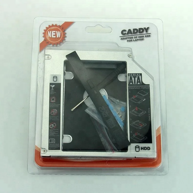 Aluminum Optibay 2nd HDD Tray Caddy 12.7mm SATA 3.0 SSD CD DVD Case Enclosure caddy