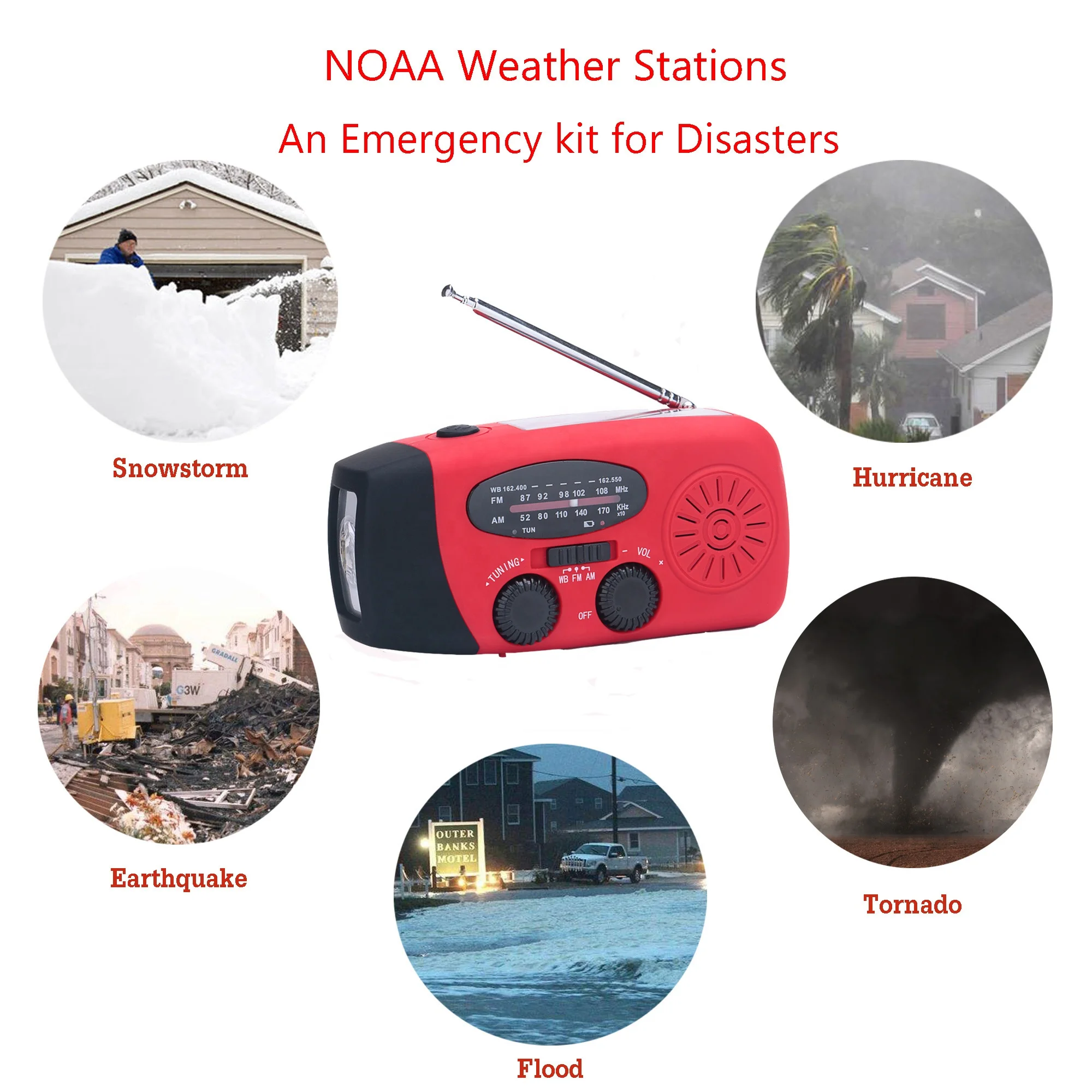 Portable mini hand crank Emergency Solar Survival radio