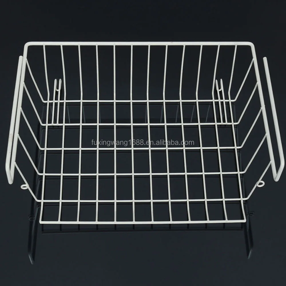 Metal Hanging Basket Under Shelf Basket Storage Holder Hanging Drawer Organizer Basket Wrap Rack White