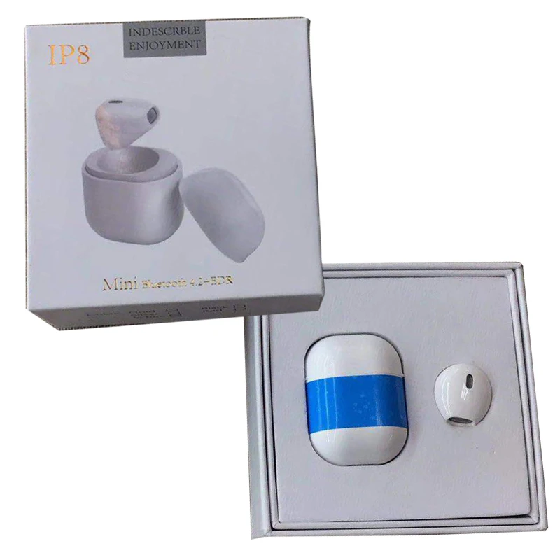 Мини IP8 BT гарнитура с зарядки коробка стерео наушники с микрофоном беспроводной спортивные вкладыши