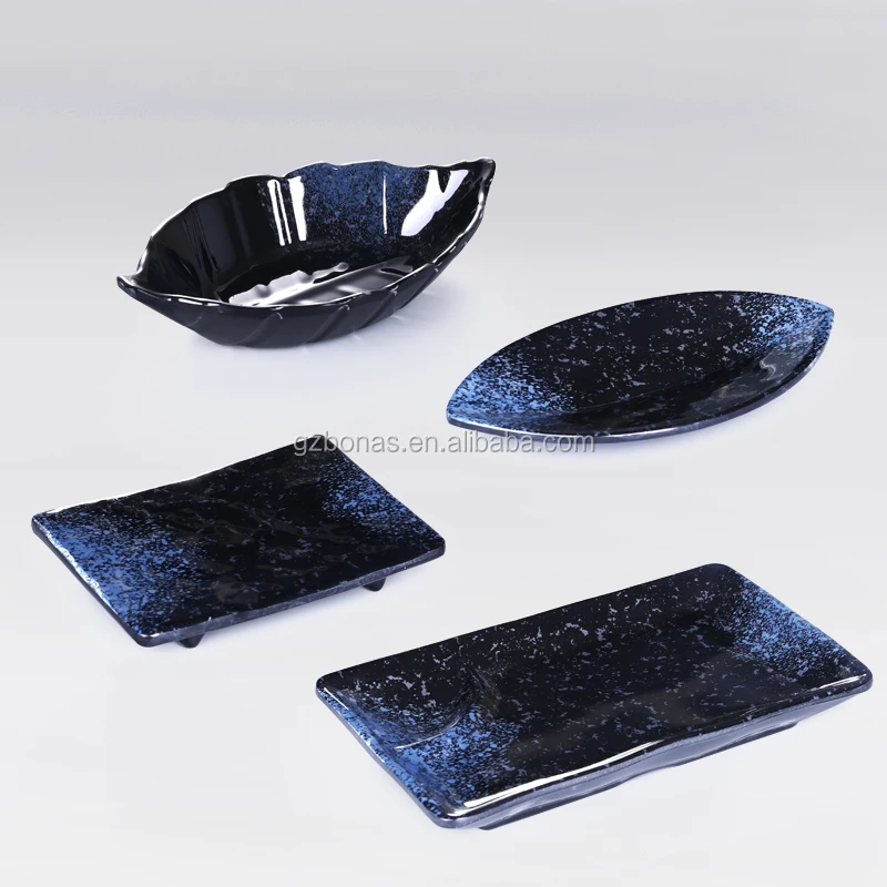 Wholesale Blue Melamine Rectangle Plates Cake Plate tableware Japanese Plates dinnerware Set