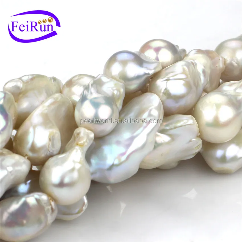 15x20mm AA grade baroque white large hole freshwater cultured real pearl strand beads strand pearl string designs (60574930730)