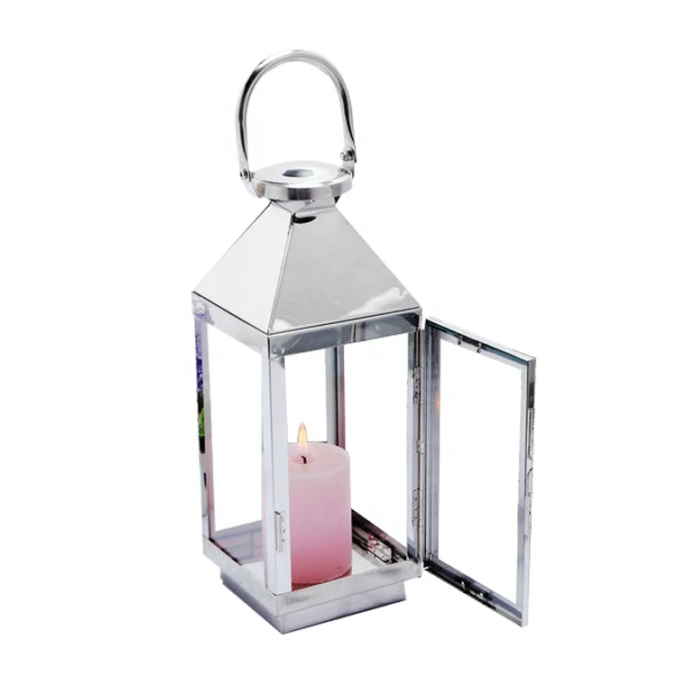 Garden Home Camping Hanging Big Lanterns Classic Simple Wind  Metal Glass Stainless Steel Tin Punched Decorative Gold lanterns